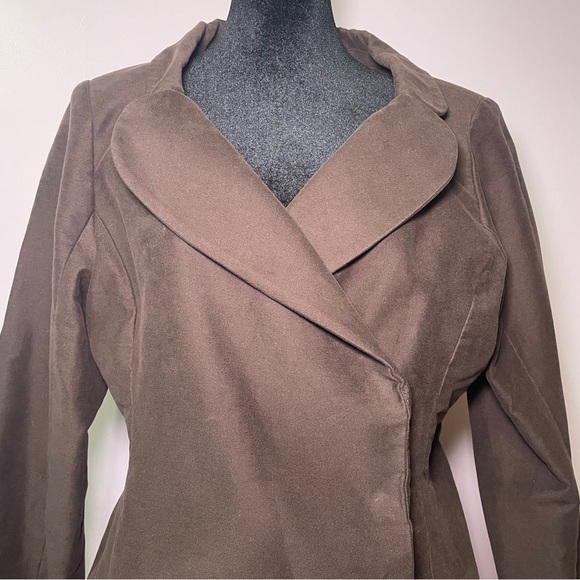 Djerf Avenue- Moleskin Blazer Brown Size Medium Fitted Cropped Cotton Jacket - Picture 6 of 14